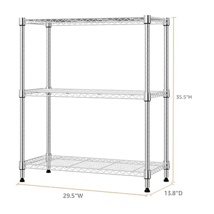 750 lbs 3 Tier Storage Rack Metal Wire Shelving Unit