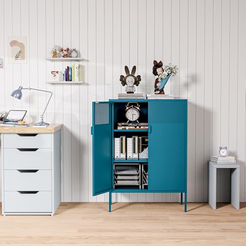 2 Mesh Door Metal Cabinet with Adjustable Shelves