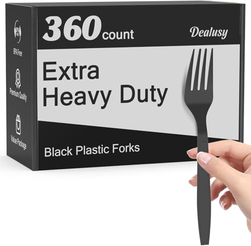 360 Count Extra Heavy Duty Black Plastic Forks Disposable