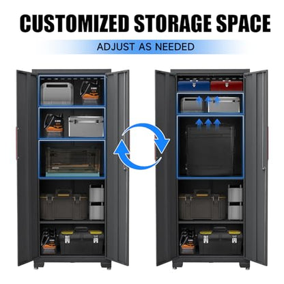 75 inch Metal Garage Storage Cabinet with 4 Adjustable Shelves