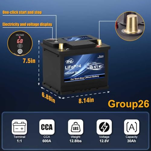Car Start Stop System BCI Group26 LiFePO4 Lithium
