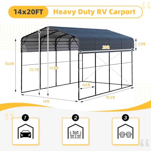 14x20x13 FT RV Metal Carport