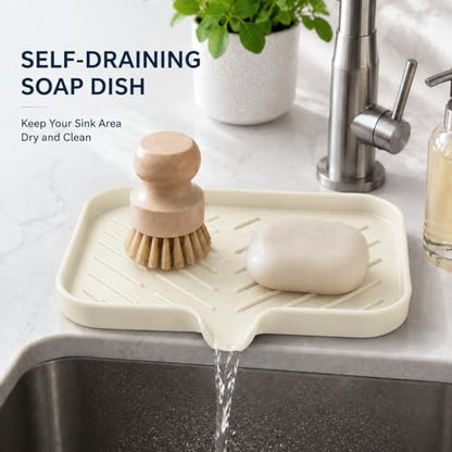 Silicone Soap Dish with Drain Spout