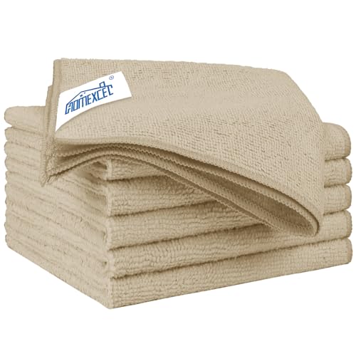 Brown Microfiber Cleaning Cloth 6 Pack 12.5 x 12.5 inch Microfiber Towels for Cars Ultra Absorbent Car Washing Cloth Lint Free Streak Free Cleaning Rags for Car (6 Count)