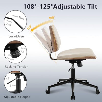 Modern Armless Office Chair with Wheels