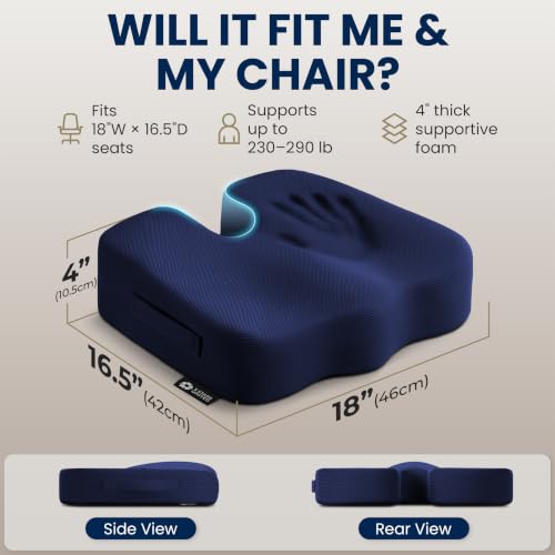 Seat Cushion Memory Foam Chair Cushion for Tailbone Pain Relief