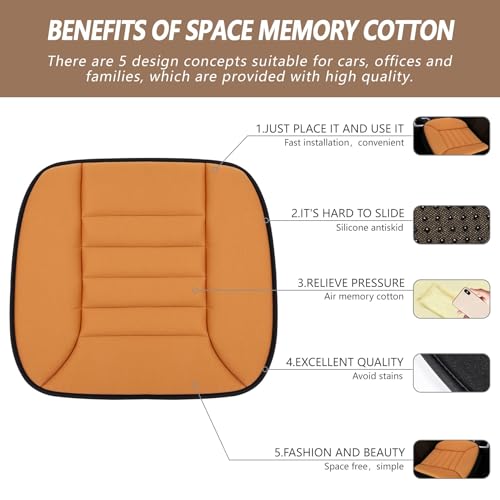 2PCS Car Seat Cushion Pad 1.2" Thick Comfort Seat Protector for Car Driver Seat Office Chair Home Use Memory Foam Seat Cushion with Non Slip Bottom
