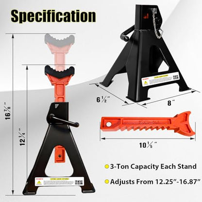 Jack Stands 3 Ton (2 Count)