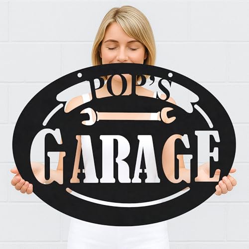Custom Garage Workshop Metal Sign Personalized Tool Name Wall Art for Car Truck Mechanic Shop Decor Durable Steel Sign for Dad Husband Men’s Auto Workspace or Fence