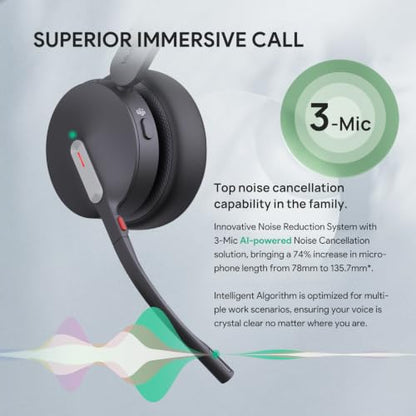 BH70 Mono Bluetooth Teams Headset with AI Mic for Work from Home PC