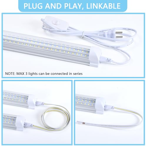 6-Pack), 8FT LED Shop Light, Super Bright 120W Shop Lights, 19800LM 5000K 8 Foot Led Lights, Linkable 96" Shop Lights Lighting for Garage with Plug, U Shape T8 8' Led Light Fixtures (6 Count)