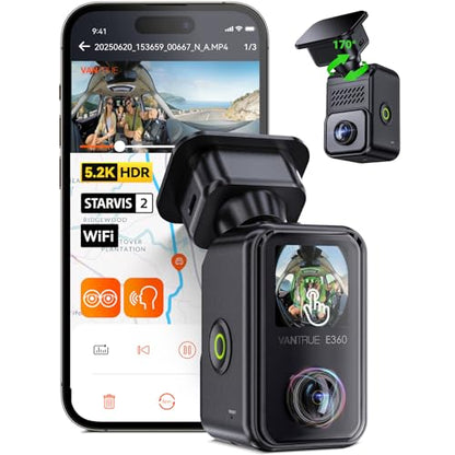 E360 Panoramic 2 Channel Fisheye Dash Cam