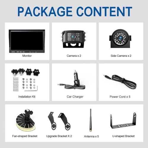 1080P Wireless Backup Camera System with 10 Inch DVR 3 Split Monitor