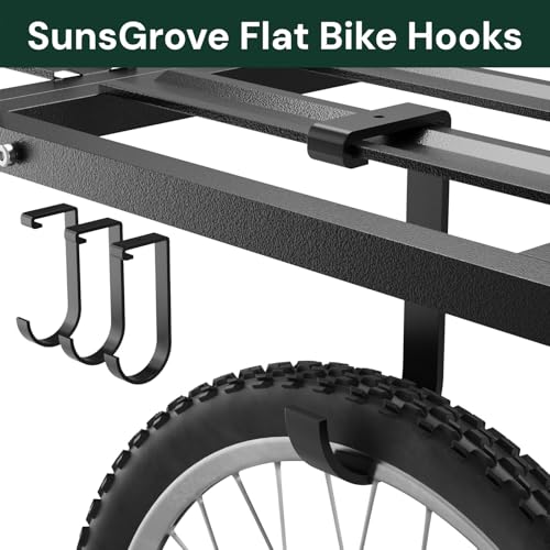 Heavy-Duty 4-Pack Overhead Garage Ceiling Storage Hooks, Add-On Storage Flat Hook Accessory for Hanging Bikes and More, Supports Up to 53lbs (4 Count)