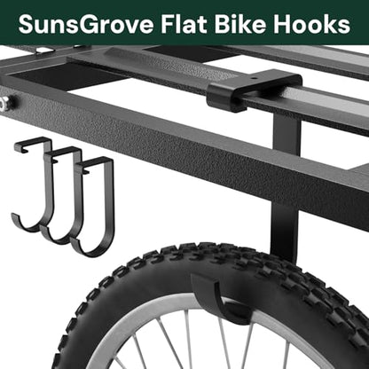 Heavy-Duty 4-Pack Overhead Garage Ceiling Storage Hooks, Add-On Storage Flat Hook Accessory for Hanging Bikes and More, Supports Up to 53lbs (4 Count)