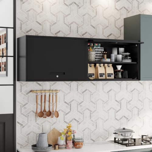 Metal Storage Cabinet Black Wall Cabinets with Shelf and Locking Door