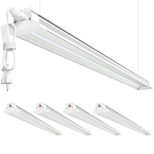 Commercial grade 10000LM 5000K 60W Linkable 4 Foot Led Shop Lights for Shop (4 Count)