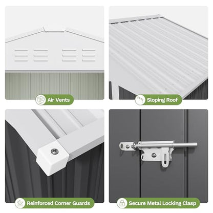 6x4 FT Outdoor Storage Shed with Floor Frame