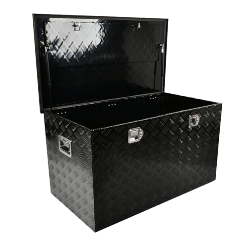 44In Aluminum Tool Box 5 Bar Tread Chest Box Flatbox for Truck Car Outdoor