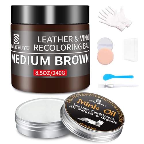8.5oz Leather Recoloring Balm with 100ml Mink Oil