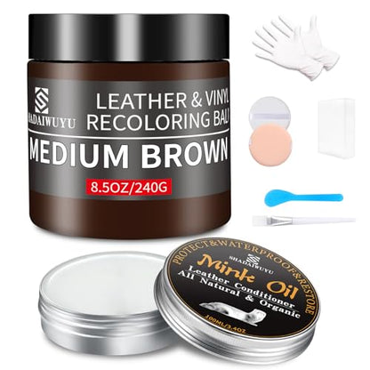 8.5oz Leather Recoloring Balm with 100ml Mink Oil