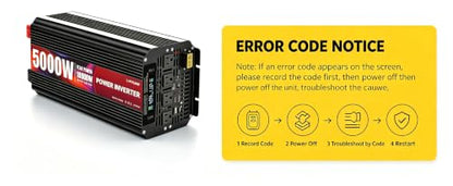 5000 Watt Power Inverter 12V to 110V 120V with 4 AC Outlets