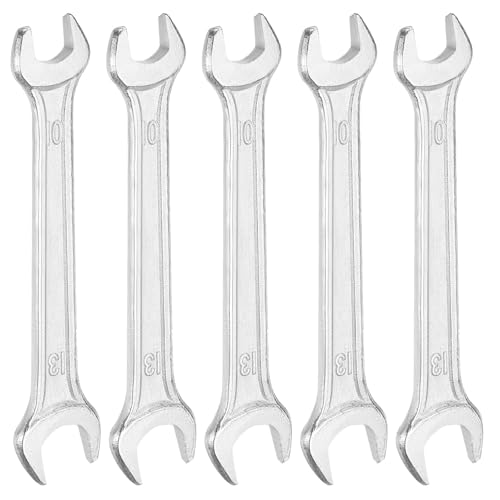 5pcs Double Open End Wrench 10mm x 13mm Metric 15 Degree Offset Angle Small Flat Head Wrench Galvanizing Open Ended Spanner for Automotive Repair Furniture Assembly (5 Count)