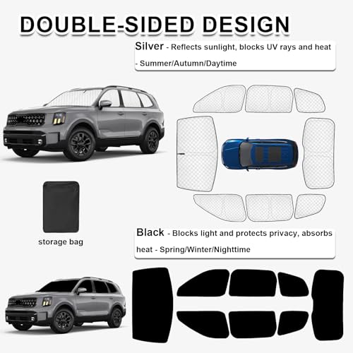 8pcs Thicken Sun Shades for KIA Telluride 2020
