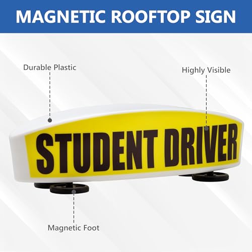 Student Driver Magnetic Sign for Car Top