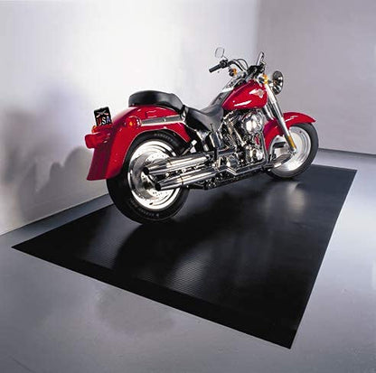Garage Flooring 5' x 10' Midnight Black Ribbed Channel Vinyl Protector Mat