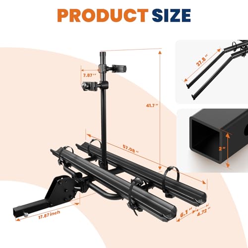 Aluminum 2 EBikes Rack Foldable 2'' Hitch Mounted Carrier Racks w