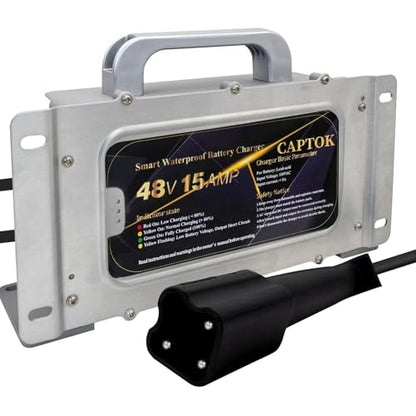 48V 15 AMP Golf Cart Waterproof Battery Charger for 48 Volt Yamaha G29 Drive & Drive 2 Golf Carts CAPTOK
