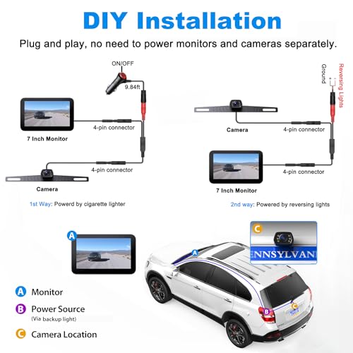 Wired Backup Camera Kit with 7" Monitor