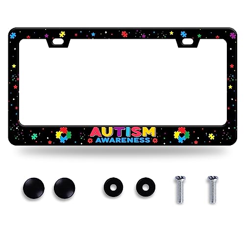 Autism Awareness License Plate Frame Stainless Steel Decorative 12.3"x6.3"