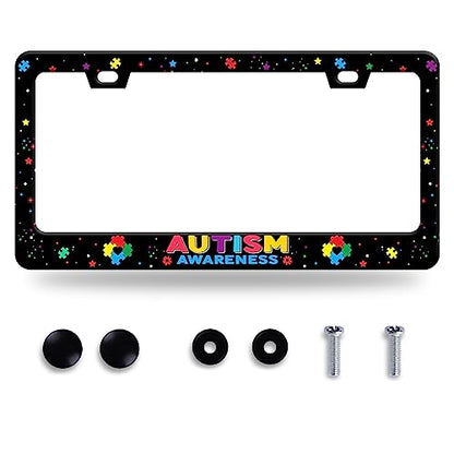 Autism Awareness License Plate Frame Stainless Steel Decorative 12.3"x6.3"