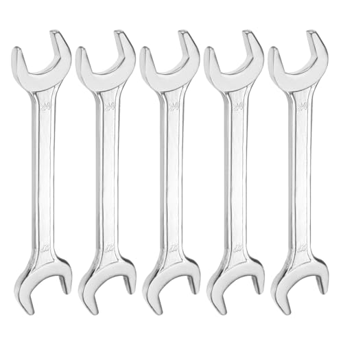 5pcs Double Open End Wrench 24mm x 27mm Metric 15 Degree Offset Angle Small Flat Head Wrench Galvanizing Open Ended Spanner for Automotive Repair Furniture Assembly (5 Count)