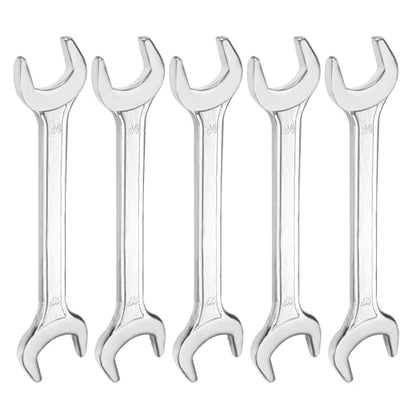 5pcs Double Open End Wrench 24mm x 27mm Metric 15 Degree Offset Angle Small Flat Head Wrench Galvanizing Open Ended Spanner for Automotive Repair Furniture Assembly (5 Count)