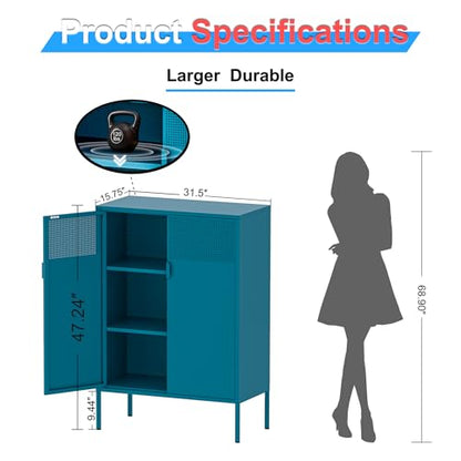2 Mesh Door Metal Cabinet with Adjustable Shelves