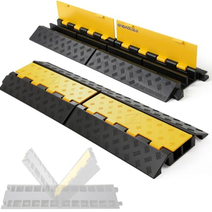 2 Pack 2 Channel Folding Cable Protector Ramp for Driveway