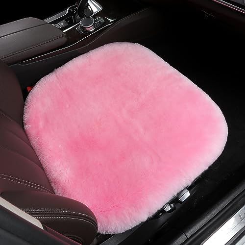 Genuine Sheepskin Car Seat Cushion Seat Covers for Cars Trucks SUV Comfort Seat Protector Pad for Car Driver Seat Car Accessories for Women 19.2 X 19.2 in