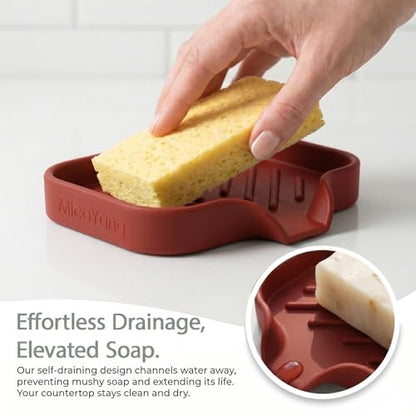 Silicone Soap Dish with Drain Spout