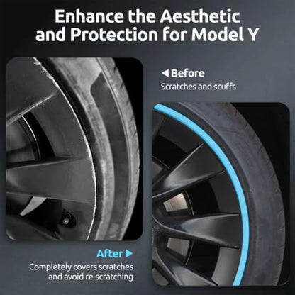 Wheel Rim Protector for Tesla Model Y 20 Inch Induction Wheels All (4 Count)