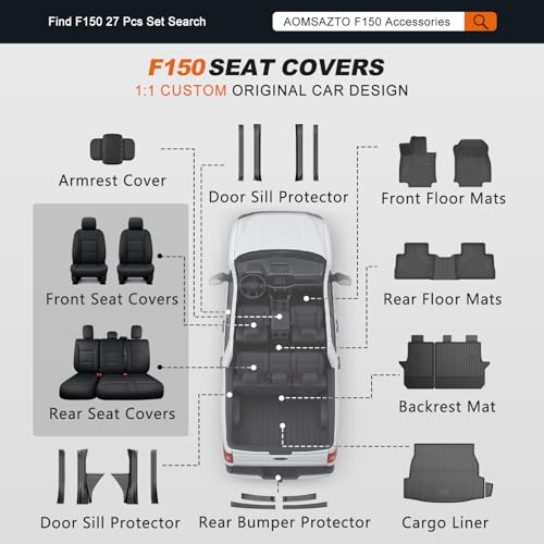 Custom Fit Front Seat Covers for Ford F150 2015 (2 Count)