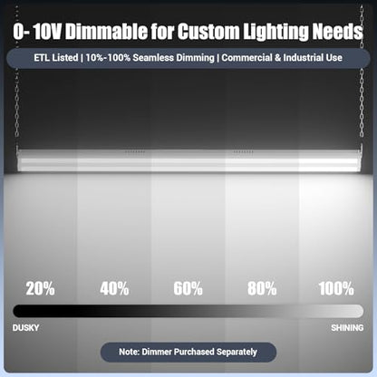 2-Pack 300W/240W/200W LED Linear Shop Lights, 0-10V Dimmable 5000K (2 Count)