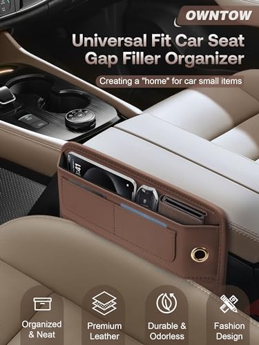 Universal Fit Premium Leather Car Seat Gap Filler Organizer