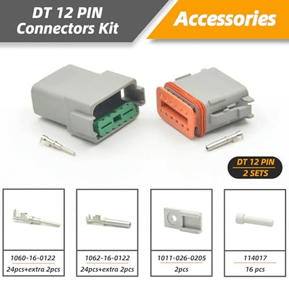 2 Sets 12 Pin DT Waterproof Connector Kit