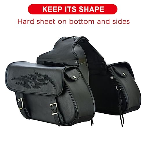 Naked Cowhide Leather Motorcycle Saddle Bags Throw Over Saddlebags (2 Count)