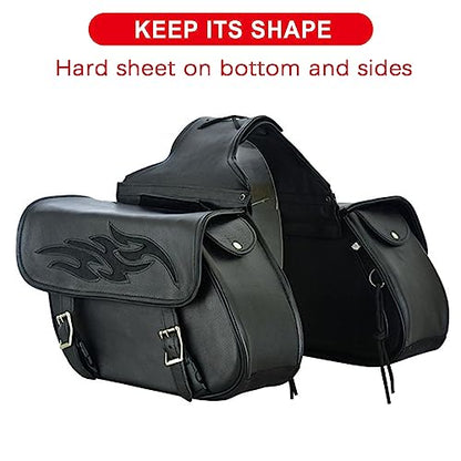 Naked Cowhide Leather Motorcycle Saddle Bags Throw Over Saddlebags (2 Count)