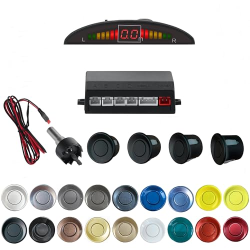 Parking Sensor Kit Backup Sensor Kit Reverse Sensor for Car 20 Color Options for Probes Adjustable Alarm Volume Professional Sensore de Reversa para Carro Safe Driving Assistant Matte Black (4 Count)