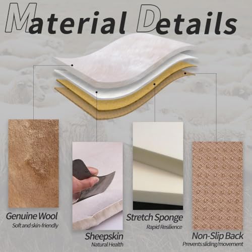 Genuine Sheepskin Car Seat Cushion Seat Covers for Cars Trucks SUV Comfort Seat Protector Pad for Car Driver Seat Car Accessories for Women Office Chair Car Decor